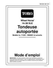 Toro Wheel Horse 14-38 XLE Mode D'emploi