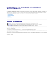 Dell DVI PCI Express Guide D'installation Et De Configuration
