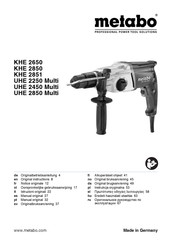 Metabo UHE 2250 Multi Notice Originale