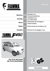 Fiamma VW T5 MULTIVAN Instructions De Montage Et Mode D'emploi
