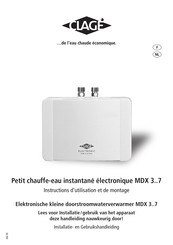 clage MDX7 Instructions D'utilisation Et De Montage