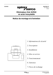 Spirax Sarco AVS32 Notice De Montage Et D'entretien