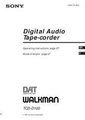 Sony Walkman TCD-D100 Mode D'emploi