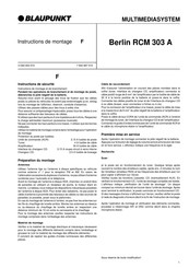 Blaupunkt Berlin RCM 303 A Instructions De Montage