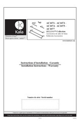 Kalia BELLINO AC1071 Instructions D'installation - Garantie