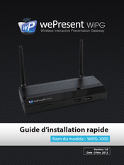 Barco WePresent WiPG-1000 Guide D'installation Rapide