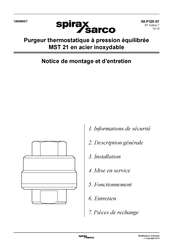 Spirax Sarco MST 21 Notice De Montage Et D'entretien