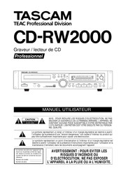 Tascam CD-RW2000 Manuel Utilisateur