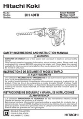 Hitachi Koki DH 40FR Instructions De Sécurité Et Mode D'emploi