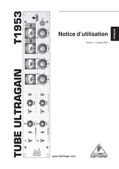 Behringer TUBE ULTRAGAIN T1953 Notice D'utilisation