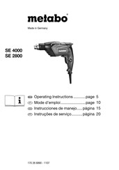 Metabo SE 2800 Mode D'emploi