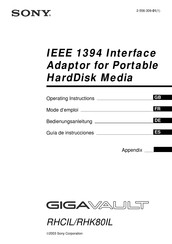 Sony IEEE 1394 GIGAVAULT RHK80IL Mode D'emploi