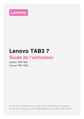 Lenovo TB3-730X Guide De L'utilisateur