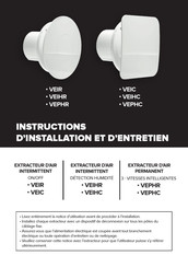 Noirot 00V1011STFC Instructions D'installation Et D'entretien