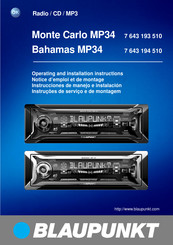 Blaupunkt Monte Carlo MP34 Notice D'emploi Et De Montage