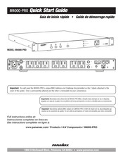 Panamax M4000 PRO Guide De Démarrage Rapide