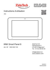 ZidaTech JUNG KNX Smart Panel 8 Instructions D'utilisation