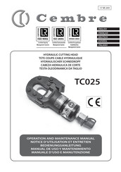 Cembre TC025 Notice D'utilisation Et Entretien