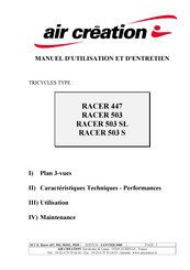 Air Creation RACER 503 S Manuel D'utilisation Et D'entretien