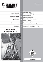 Fiamma CARRY-BIKE CARAVAN XL A Instructions De Montage Et Mode D'emploi