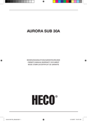 Heco AURORA SUB 30A Mode D'emploi/Certificat De Garantie