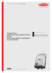 Fronius Primo Instructions D'installation