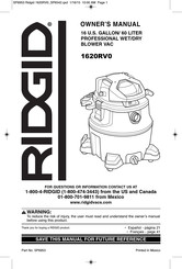 RIDGID 1620RV0 Mode D'emploi