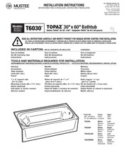 ELM MUSTEE TOPAZ T6030 Série Instructions D'installation