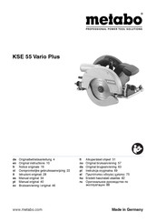 Metabo KSE 55 Vario Plus Notice Originale