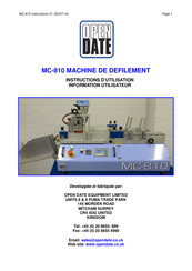 Open Date Equipment MC-810 Instructions D'utilisation