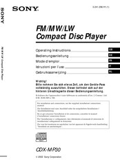 Sony CDX-MP30 Mode D'emploi