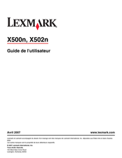 Lexmark X502n Guide De L'utilisateur
