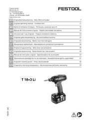 Festool T 18+3 Li Notice D'utilisation D'origine