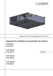 Kuvent FHX 1600 W Instructions De Montage Et De Service