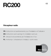 NiceHome RC200 Instructions Et Avertissements Pour L'installation Et L'utilisation