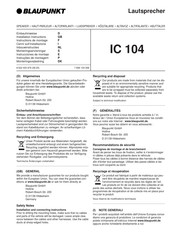 Blaupunkt IC 104 Instructions De Montage