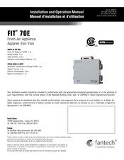 Fantech FIT 70E Manuel D'installation Et D'utilisation