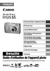 Canon DIGITAL IXUS 65 Guide D'utilisation