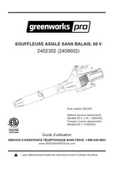 GreenWorks Pro 2402302 Guide D'utilisation