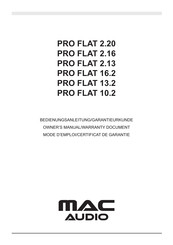 MAC Audio PRO FLAT 2.16 Mode D'emploi/Certificat De Garantie