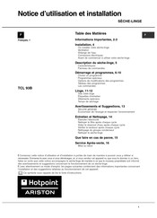 Hotpoint TCL 93B6H/Z1 Notice D'utilisation Et Installation