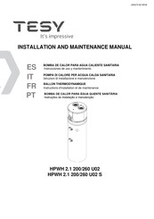 TESY HPWH 2.1 260 U02 Instructions D'installation Et De Maintenance