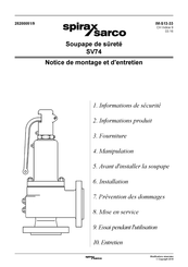 Spirax Sarco SV74 Notice De Montage Et D'entretien