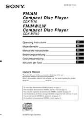 Sony CDX-MR10 Mode D'emploi