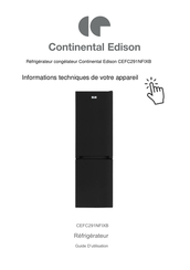 CONTINENTAL EDISON CEFC291NFIXB Guide D'utilisation