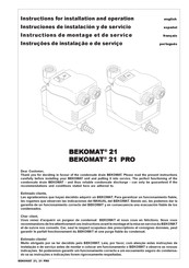 Beko BEKOMAT 21 Instructions De Montage Et De Service
