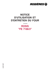 ROSIERES ROSIS FE 7186/3 Notice D'utilisation Et D'entretien