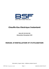 Bain Sanitaire XFJ 50 KH Série Manuel D'installation Et D'utilisation