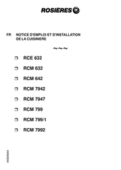 Rosieres RCE 632 Notice D'emploi Et D'installation