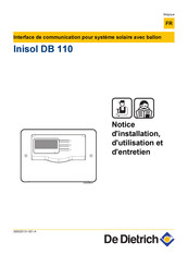 De Dietrich Inisol DB 110 Notice D'installation, D'utilisation Et D'entretien